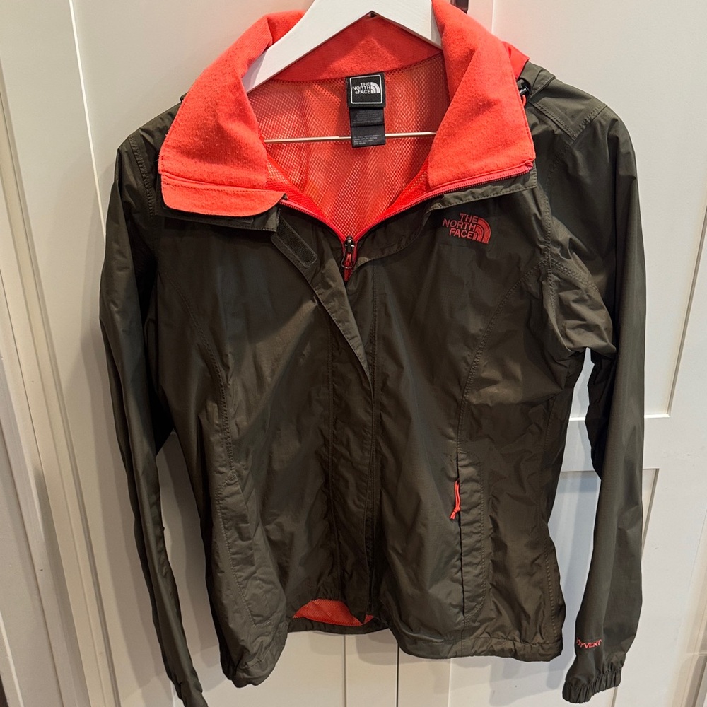 The North Face Khaki and Coral Windbreaker